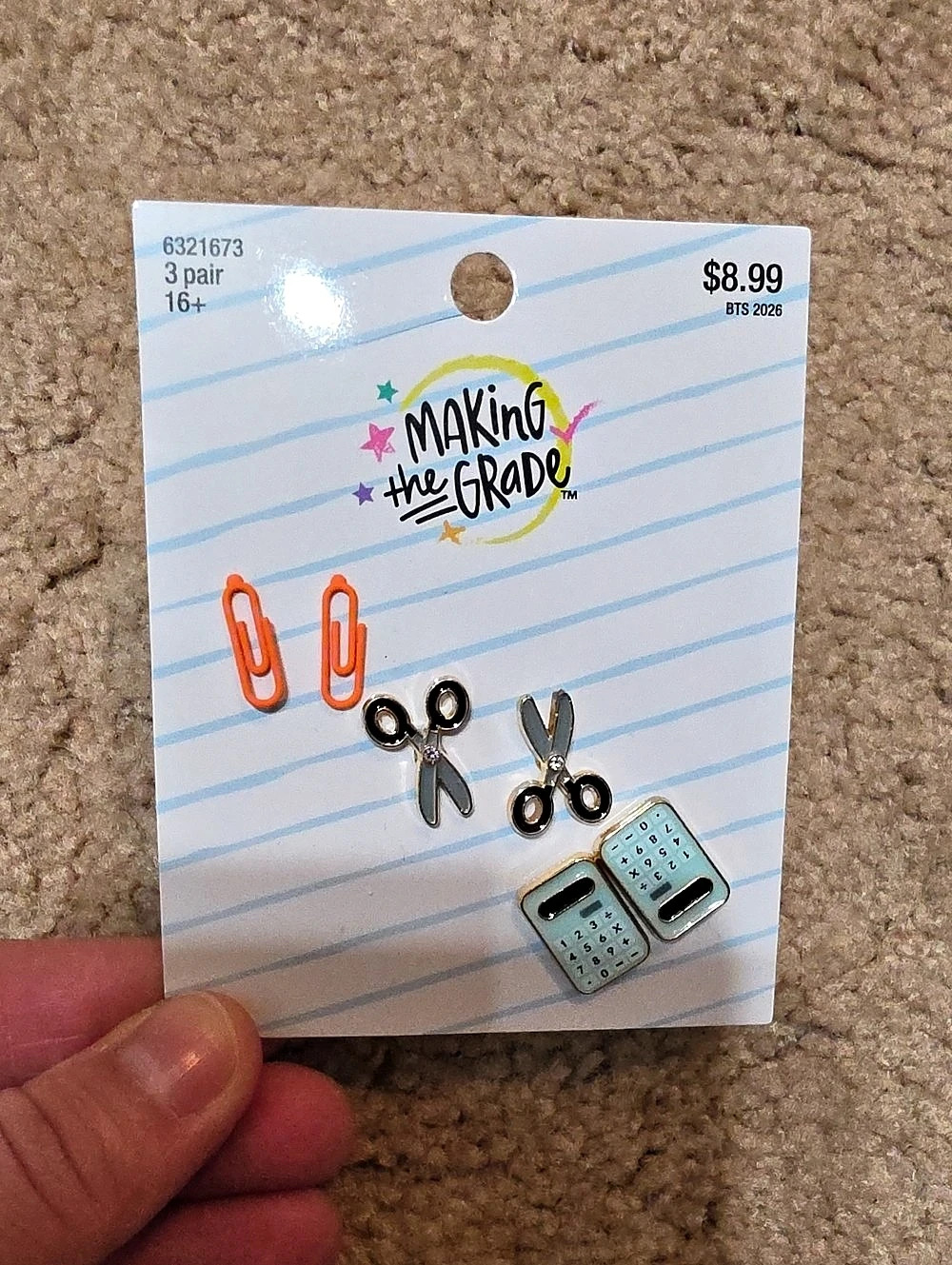 Making the Grade School Supplies Metal Earrings 3-Pair